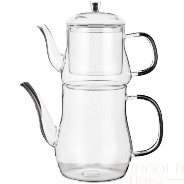 Shop Double Borosilicate Glass Teapot Set, with Infuser| Large Glass Teapot  Set