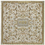 Floral Embroidered Silk Matzah Cover, Gold & Silver