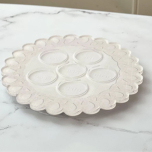 Linen Design Seder Plate with Scalloped Edge