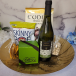 White ChallahTray with Wine, Snacks and Chocolates Mishloah Manot Set