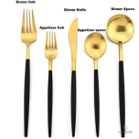 Luxe Collection Matte Black & Gold Flatware 