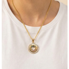 Pink Opal Hamsa Necklace with Rose Gold Chain