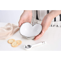 Apple Bowl and Spoon Set, Silver