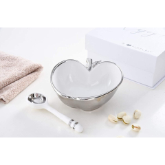 Apple Bowl and Spoon Set, Silver