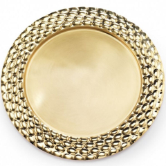Helios Gold Tone Metal Round Serving Tray 13"D