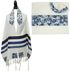 Magen David Tallit Set, Blue