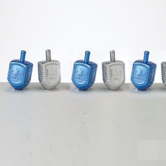 Chanukah Blue & Silver Dreidels (Sold in Pairs)