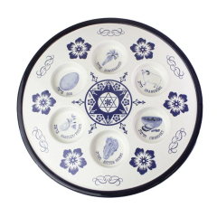 Floral Matzah Tray , Orange