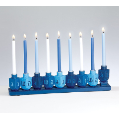 Blue Dreidels Menorah