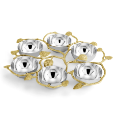 Botanical Leaf Gold Seder Plate