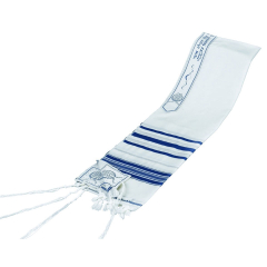 Children's Premium Wool Tallit, Blue with Silver