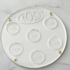 Glass Matzah Tray With Silver Floral Design