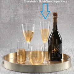 Crosshatch Gold Champagne Flutes, Set of 4
