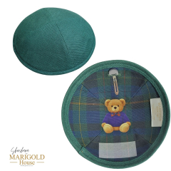 Dark Green Linen with Teddy & Plaid Design Lining