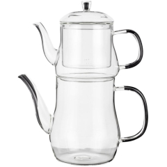 Double Borosilicate Glass Teapot Set, with Infuser