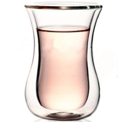 Double Walled Hourglass Tea/Coffee Glass, Set of 6 
