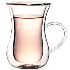 Double Walled Tea/Coffee Glass with Handle, Set of 6