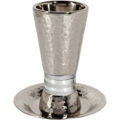 Hammered Kiddush Cup Cone Shape, Silver Rings