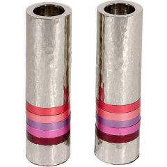 Cylinder Shaped Hammered Candlesticks, Pink