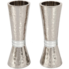 Emanuel Hammered Candlesticks with silver rings