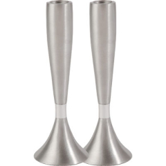 Anodized Aluminum Large Candlesticks, Silver