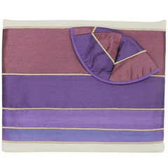 Stripe Embroidered Tallit Set, Purple