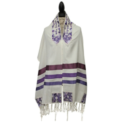 Embroidered Tallit Set, Magen David-- Purple