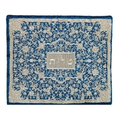 Embroidered Tallit Bag, Blue and Silver