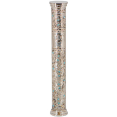 Nickel Mezuzah With Stones