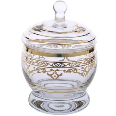 Glass Jar with Gold Design