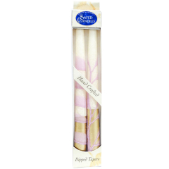 Safed 7.5" Candles Dipped Tapers Set of 2-Pink/Gold