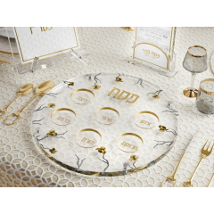 Floral Design Glass Seder Set, Sterling Silver Plated