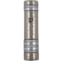 Hammered Mezuzah Case with Silver Rings