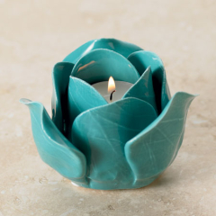 Marigold Houseware Rosebud T-Light Holders Turquoise 