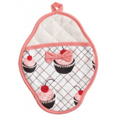 Marigold Houseware & Gifts Jessie Steele Cherry Cupcakes Scalloped Pot Mitt w. Bow
