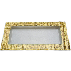 Glass Tray with Embossed Gold Edge