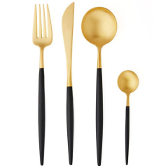 Luxe Collection Matte Black & Gold Flatware 