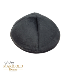 Black Velvet Kippah with Black Satin Trim
