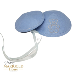 Linen Kippah Set of 2, Adult & Newborn Baby Kippot with strings