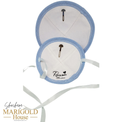 Linen Kippah Set of 2, Adult & Newborn Baby Kippot with strings