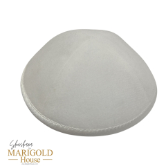 White Velvet Kippah with White Satin Trim
