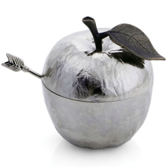 Shop Michael Aram Apple Honey Pot with Spoon, Silver