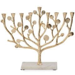 Botanical Leaf Gold Menorah