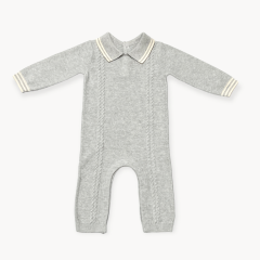 Milan Knit Collar & Cable Knit Organic Baby Jumpsuit 