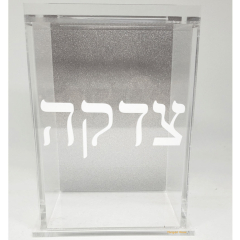 Modern Tzedaka Box, Silver