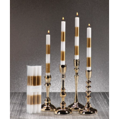 Modern Gold and White Candles, Box of 6