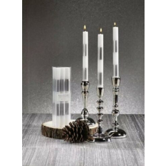 Modern Silver and White Candles, Box of 6