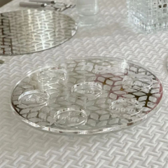 Modern Laser Cut Seder Plate, Silver