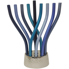 Modern Rotating Menorah, Blue