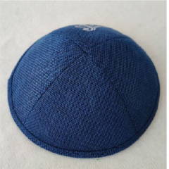 Navy Burlap Kippahs
